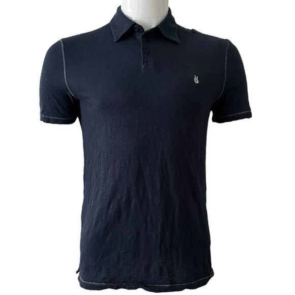 John Varvatos Star USA Men's Size Small Navy Blue Short Sleeve Polo Shirt - Picture 1 of 8